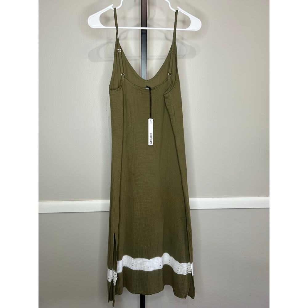 Self Contrast Olive Gauze Midi Slip Dress Cotton NWT Small - Picture 4 of 8
